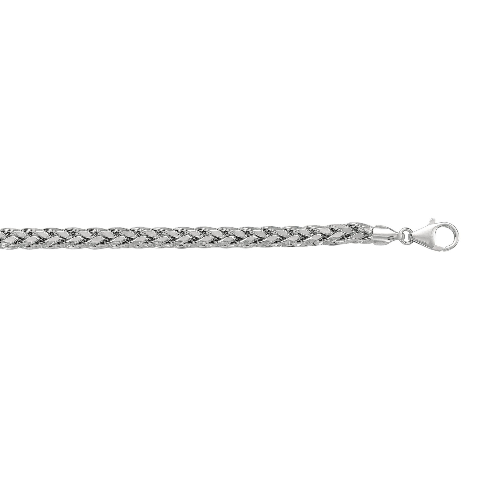 Sterling Silver 5.0mm Semi-Solid Wheat Chain Lobster Clasp Necklace Fine Jewelry
