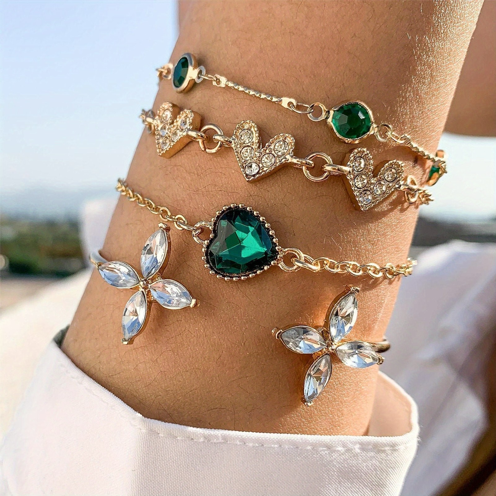 20Pcs Dainty Layered Chain Bracelets Adjustable Bangle Link Bracelet Set Women