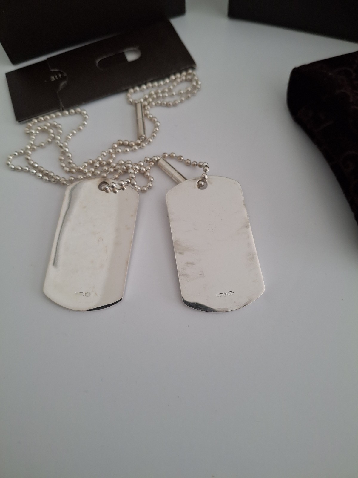 Rare complete GUCCI Double Dog Tag Pendant Necklace Sterling Silver 925 Box Set