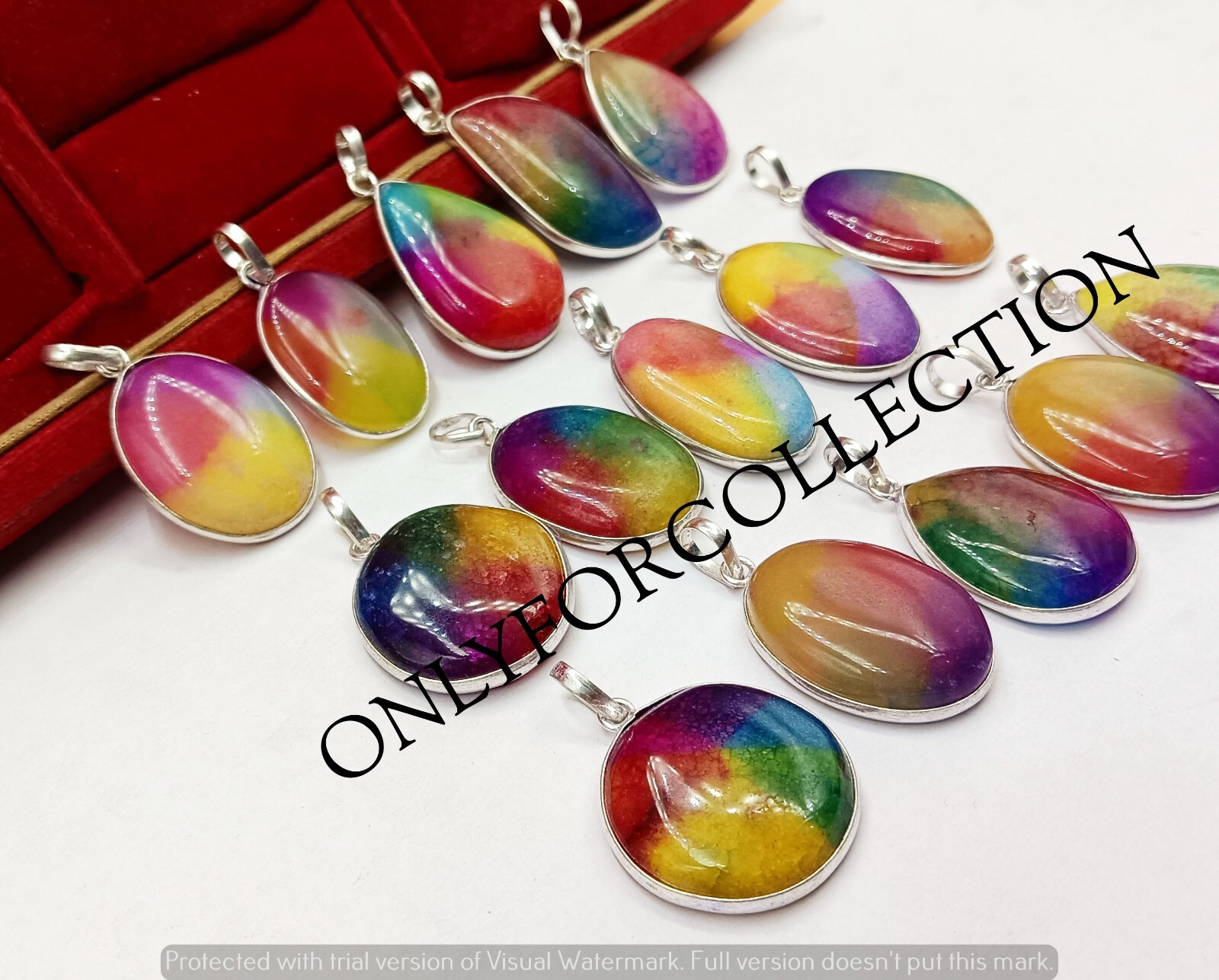 Rainbow Solar Quartz Gemstone 925 Sterling Silver Plated Wholesale Lot Pendants