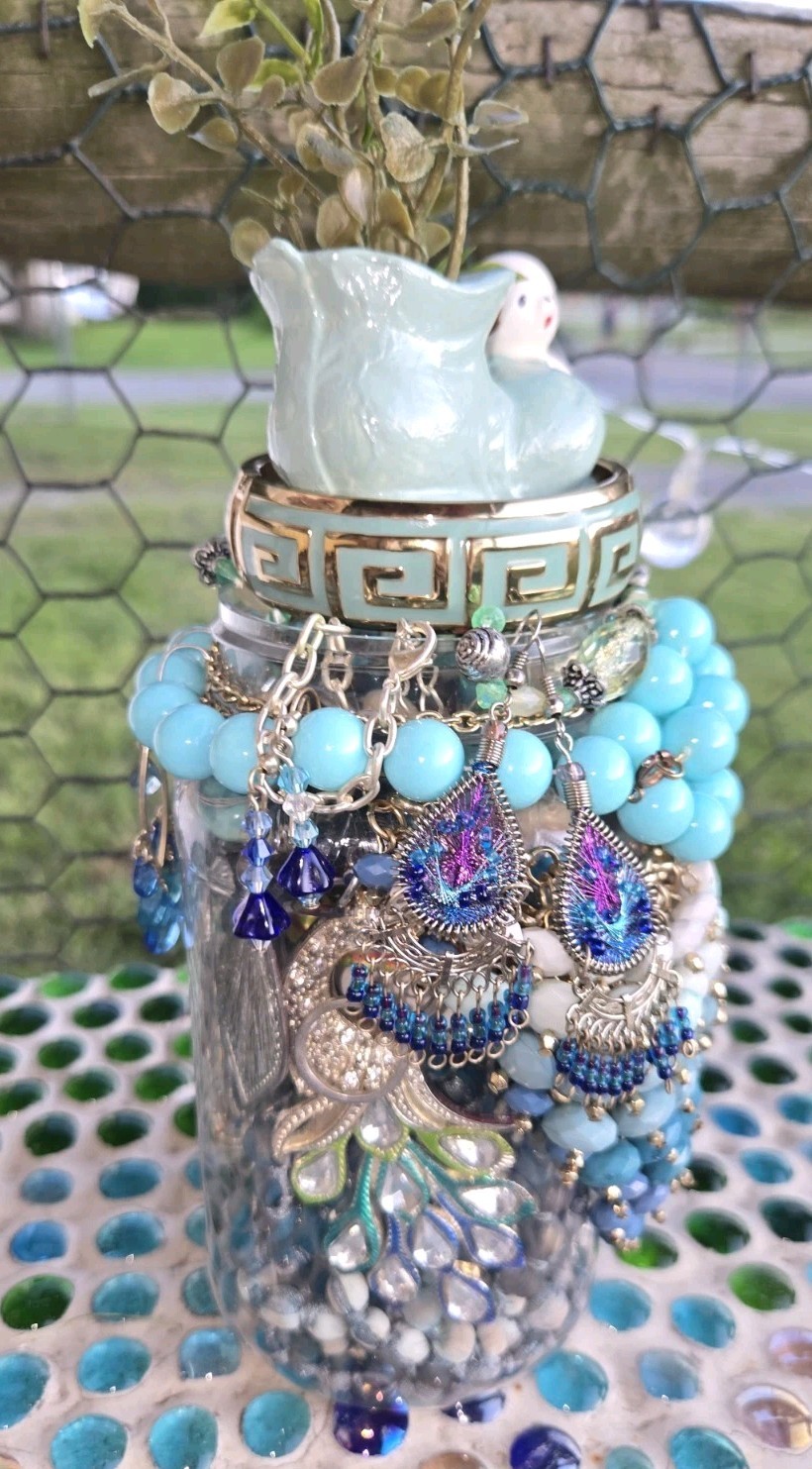 Blue🪩Blast Of Beauty~Mystery Jewelry Jar~Vintage 2 Now~Packed/Wearable Pieces