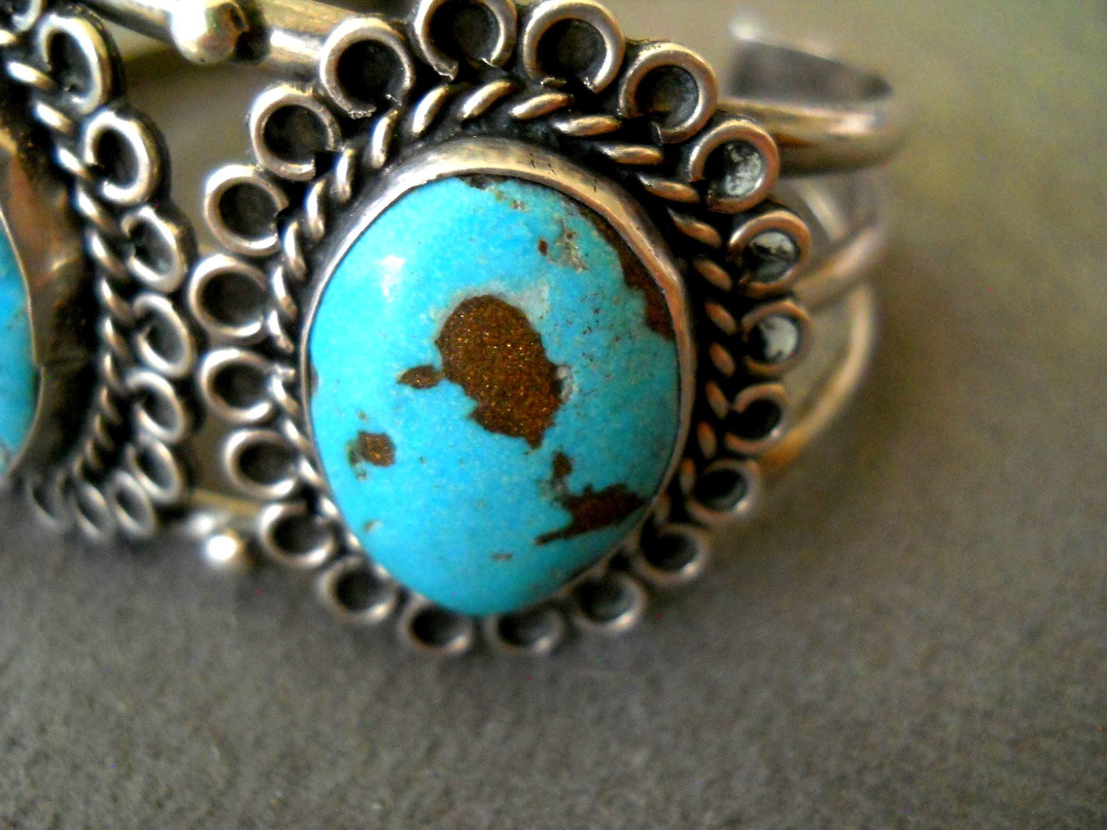 Native American Navajo Blue Turquoise w/Pyrite Sterling Silver Cuff Bracelet 40g