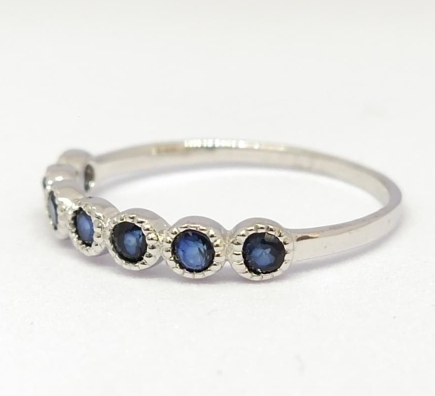Natural Sapphire Diffusion 925 Sterling Silver 22x4mm Round Ring Royal Blue 9