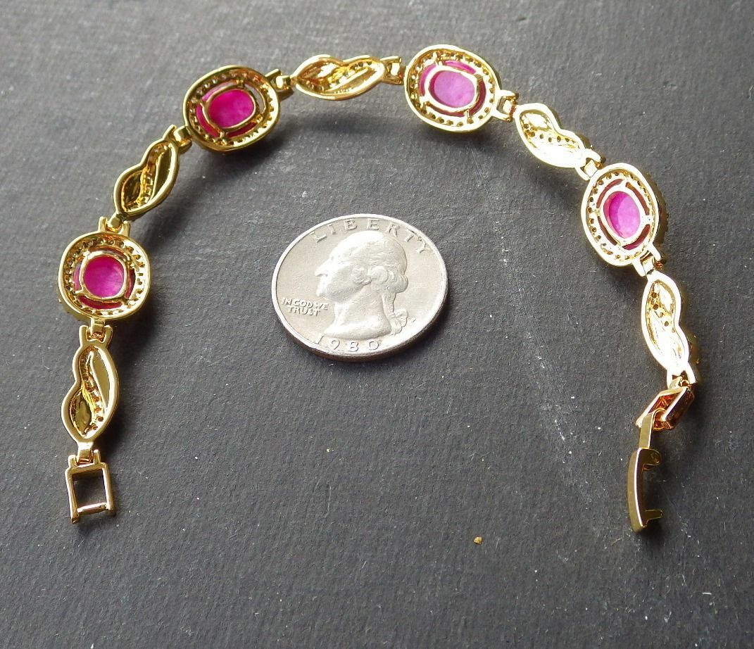 Gold Plate Lavender JADE Cabochon Beads Bangle Bracelet Diamond Imitation 101056