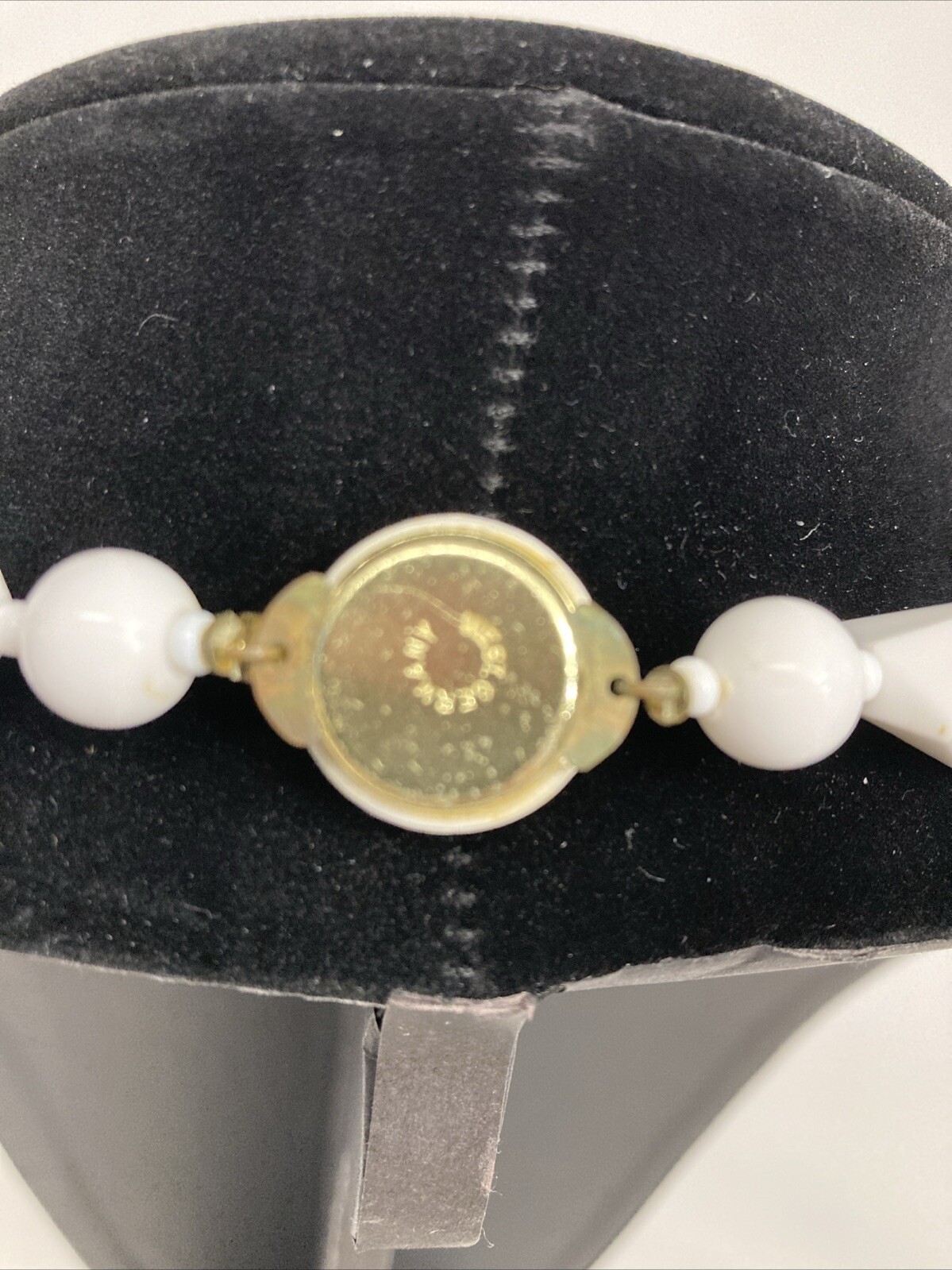 Vintage West Germany White Plastic Necklace With Geometric Shapes Approx 24 Inch