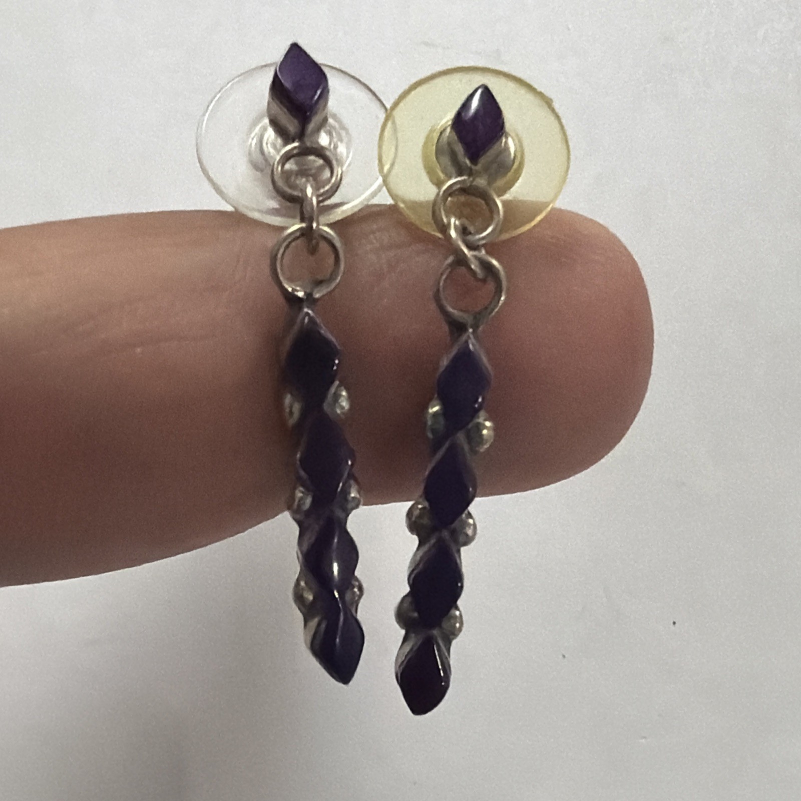 VTG Sterling Silver – NAVAJO Sugilite Teardrop Post Stud Earrings —(E)