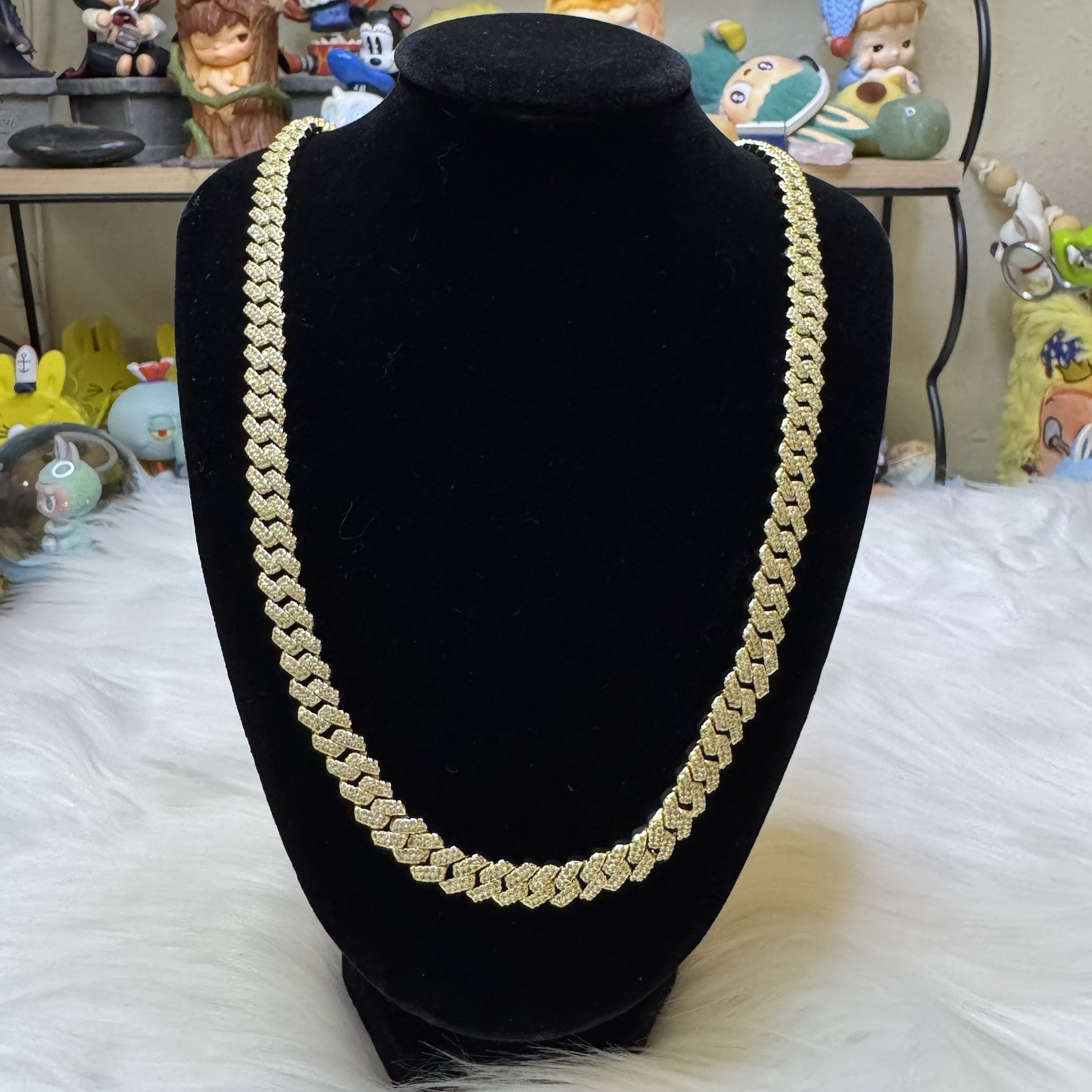 Iced out Moissanite Cuban Link Chain Necklace 20inch, 8.4mm, 14K Stamped