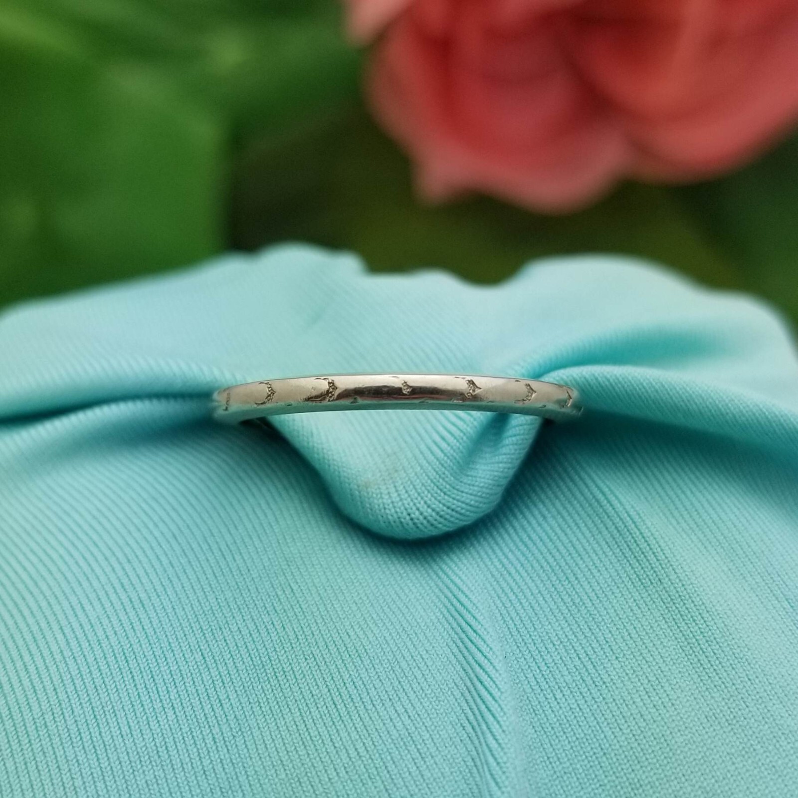 Vintage 18K White Gold Etched Wedding Band-1920s-Dated 12/18/26-1.7mm Wide