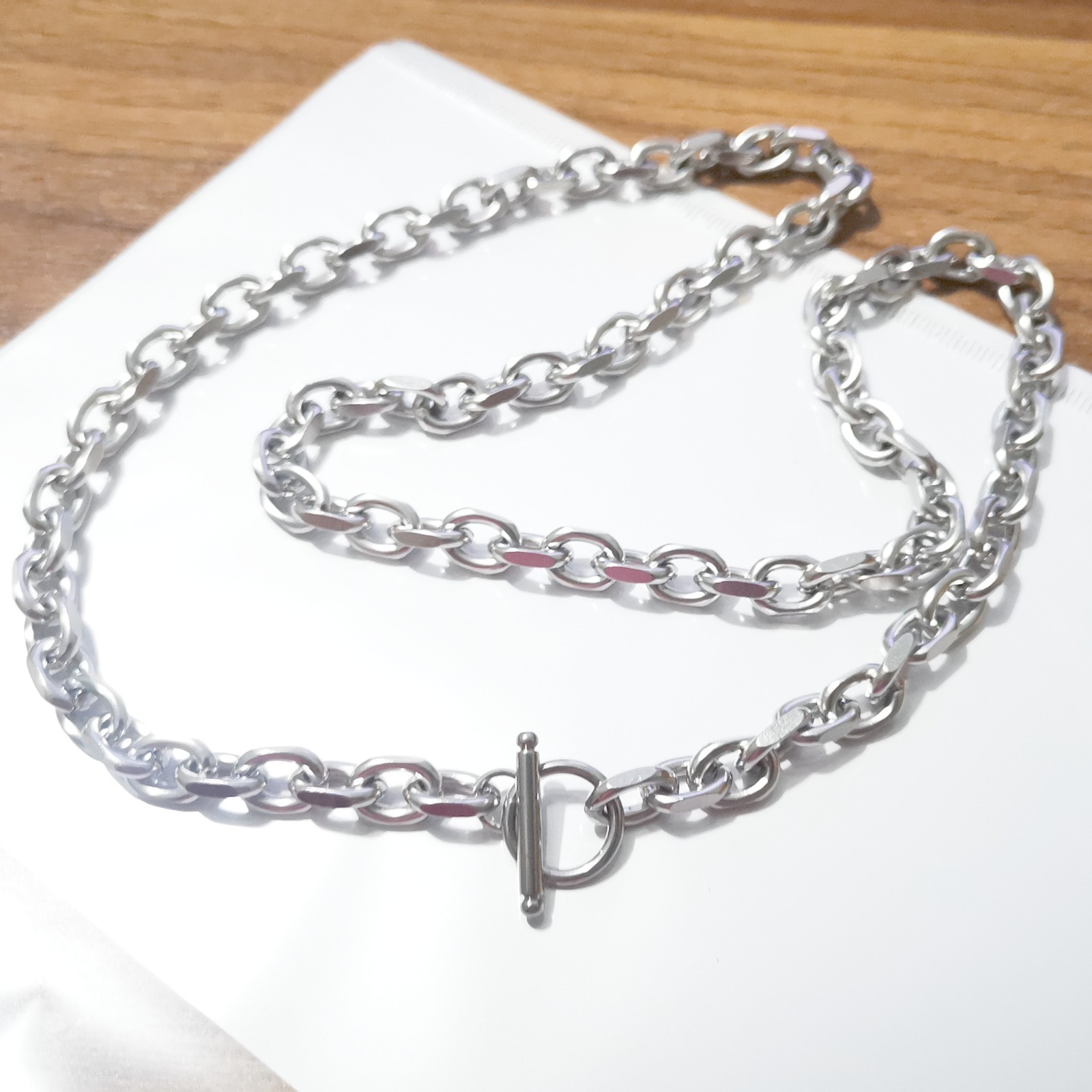 9mm 24 inch Stainless Steel Silver Solid Rolo Link-Chain Necklace For Mens Gift