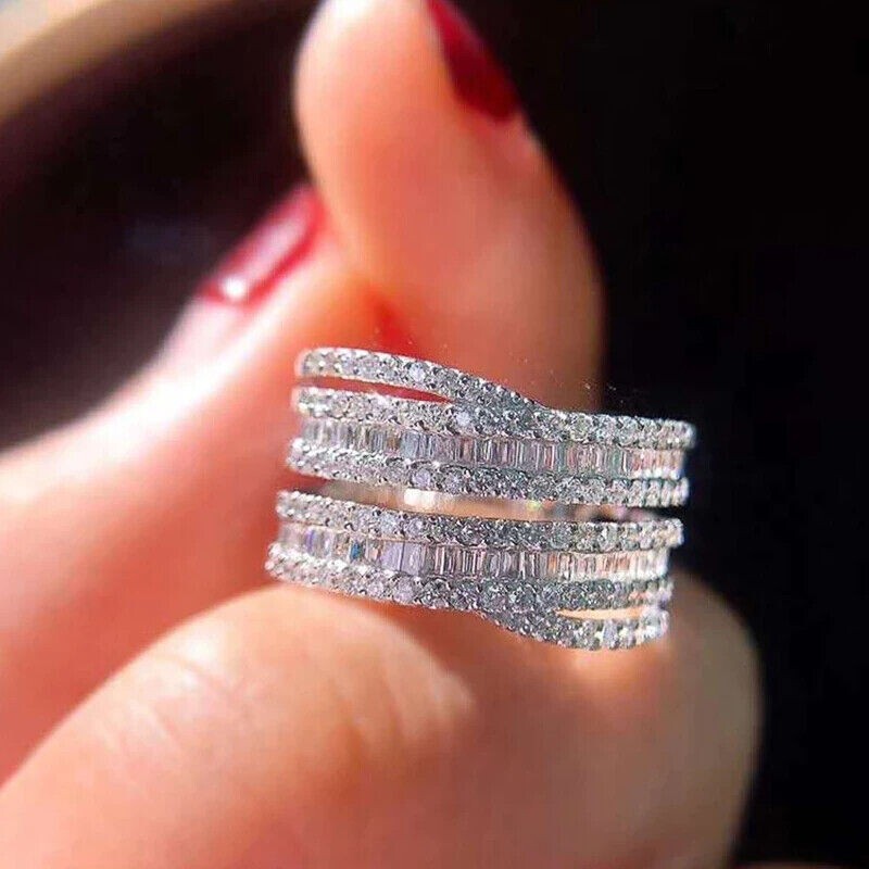 4.20Ct Lab Created Diamond Baguette Eternity Wedding Band 14K White Gold Plated