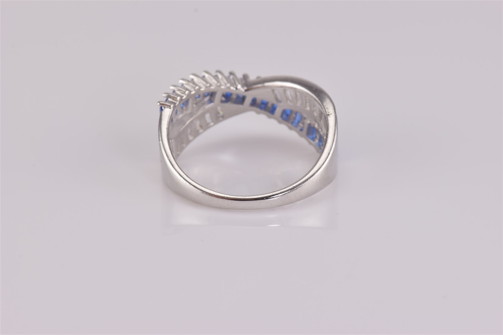 Fuzion Creation Sterling Silver Blue & White Cubic Zirconia Band Ring 925 Sz: 9