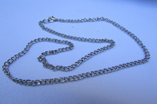 Men Trendy Fashion Western Classic Basic Silver Thin Thick Chain Necklace Styles