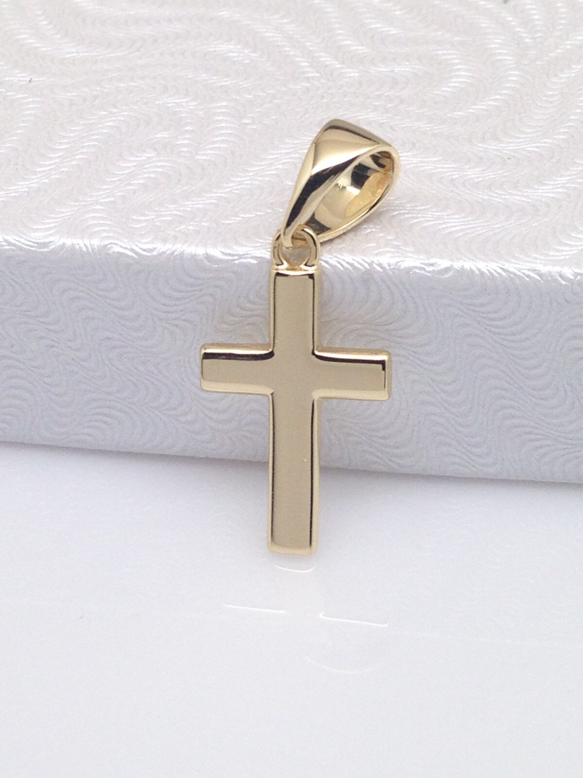 Plain Gold Cross Pendant for necklace 925 Sterling Silver Small 16.5mm/0.65″