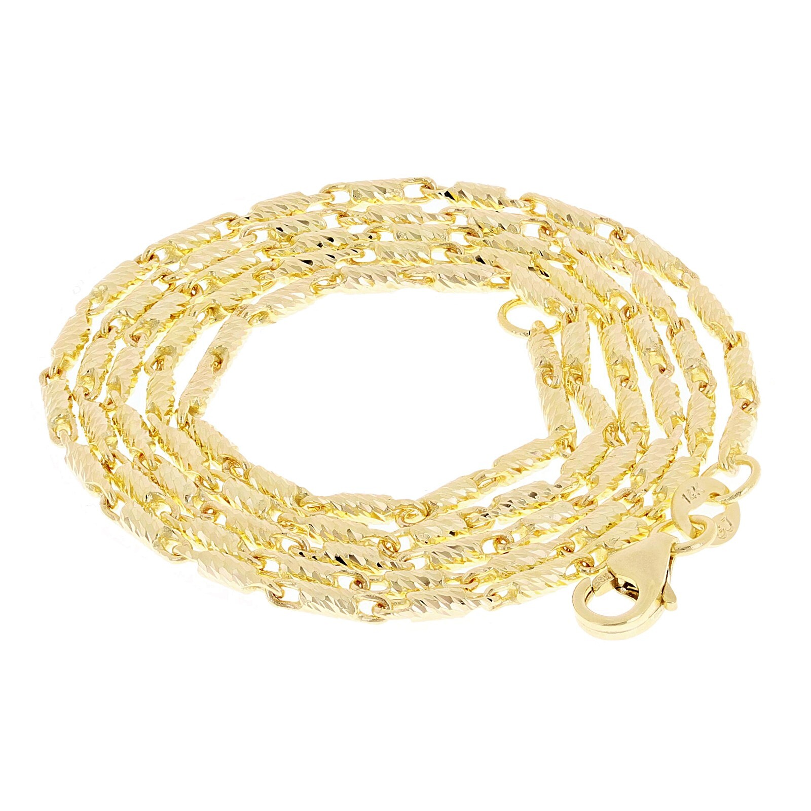 Italian 14k Yellow Gold Solid Raso Chain Necklace 1.5mm 22″ 8.8 grams