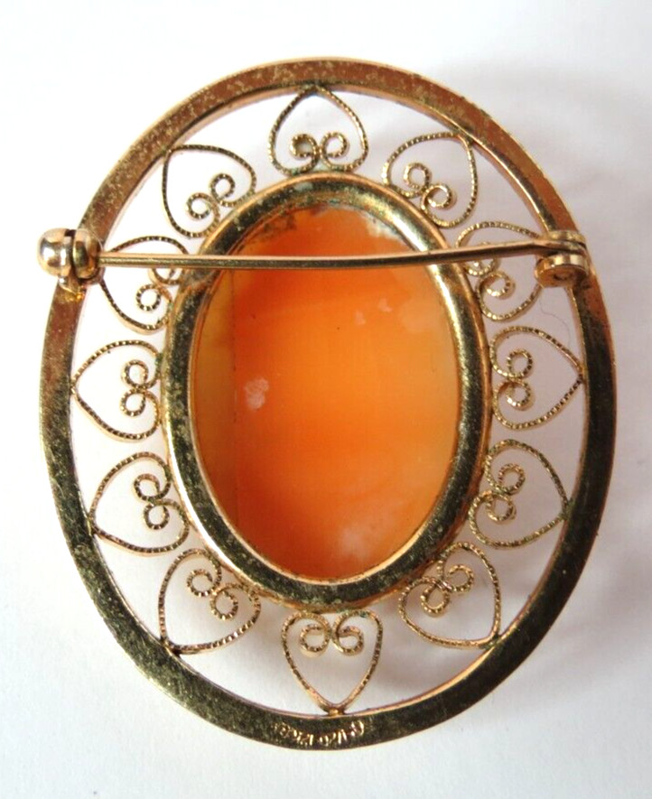 VTG VAN DELL 12K GOLD FILLED CAMEO BROOCH PIN PENDANT 40MM X 32MM WIDTH’..
