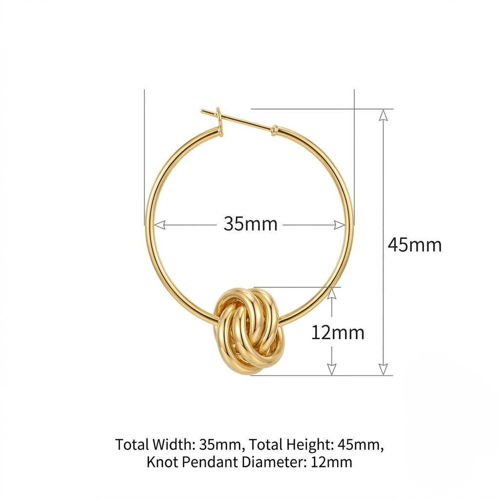 Gold Knot Hoop Earrings Geometric Twisted Ring Drop Earrings Quiet Luxury