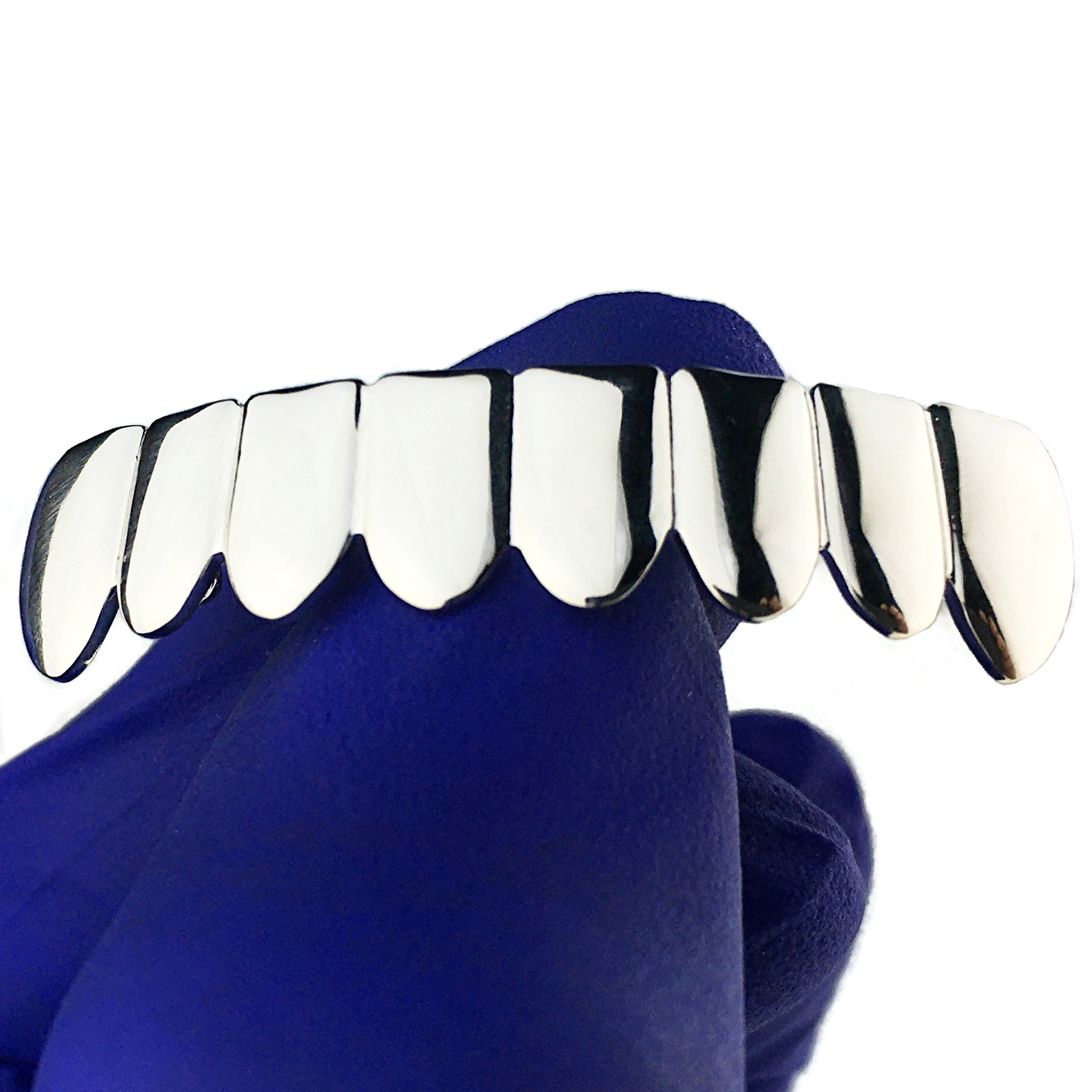 Solid Real 925 Sterling Silver Grillz 8 Bottom Teeth Eight Tooth Plain Grills