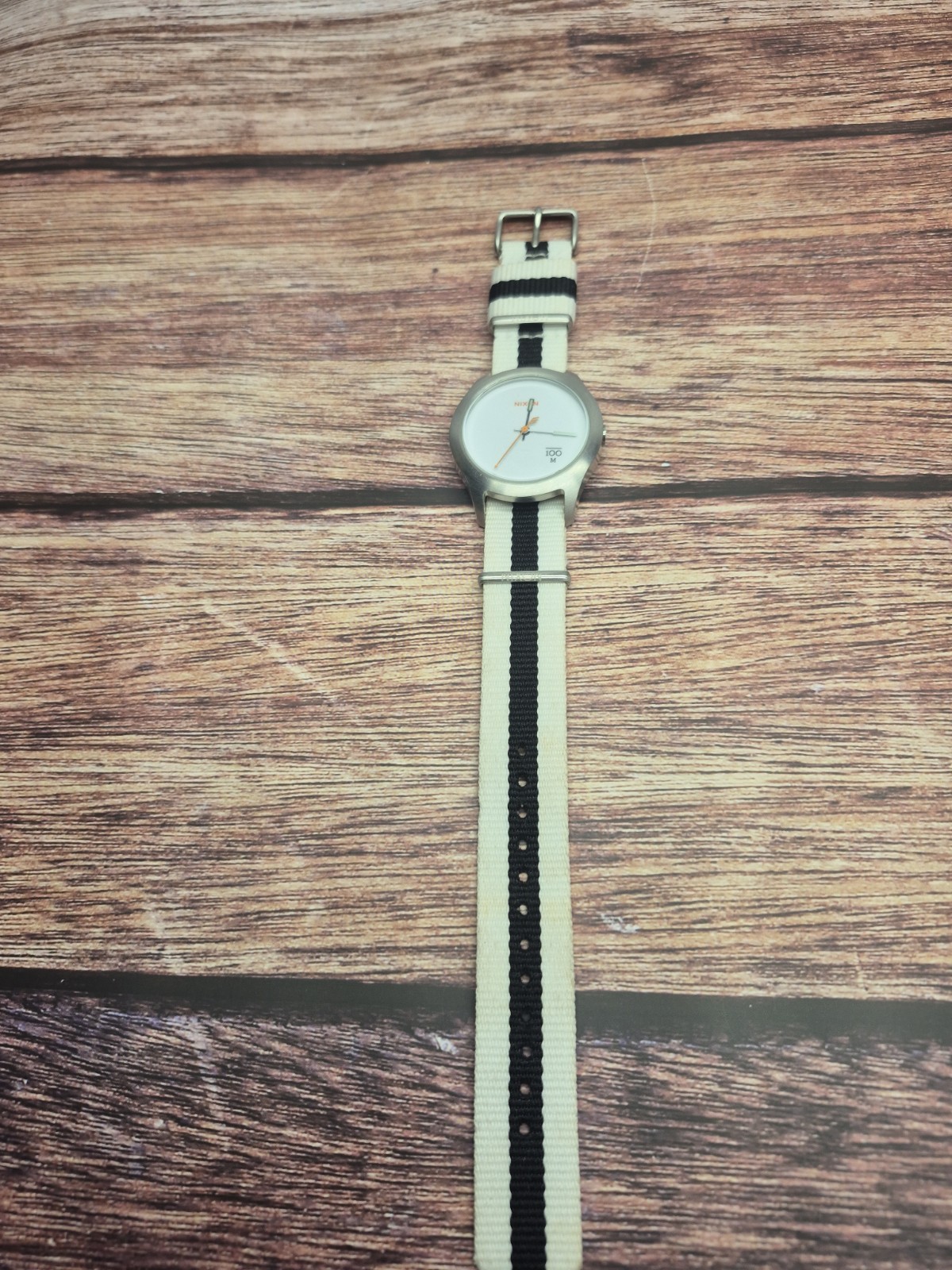 Nixon The Quad Mod Surf White Dial Men’s Watch Stainless Steel Striped NATO Band