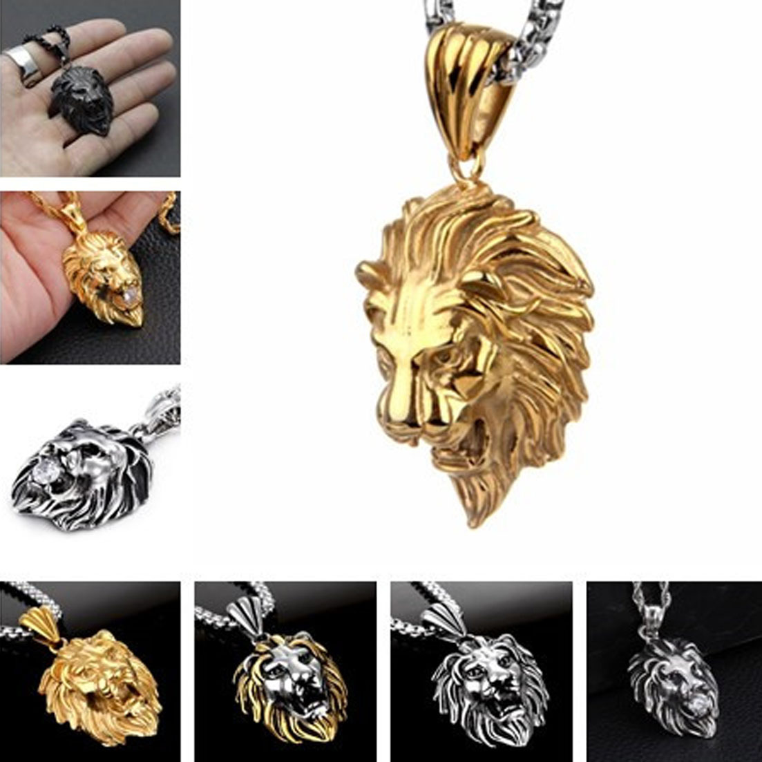 Multi-choose Stainless Steel Lion Ling Pendant Necklace Cool Men’s Jewelry Chain