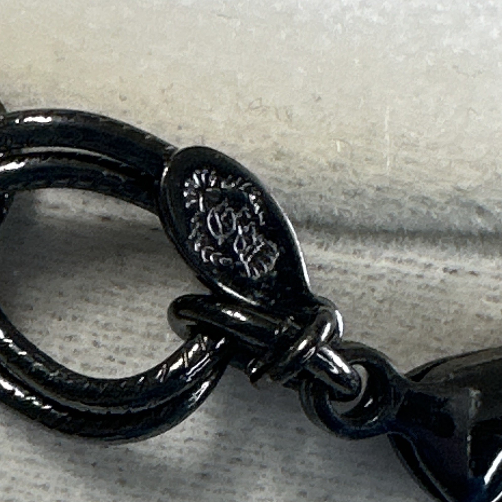 Premier Desing Black Metal Oval Link Chain Bracelet Lobster Clasp Signed Maker
