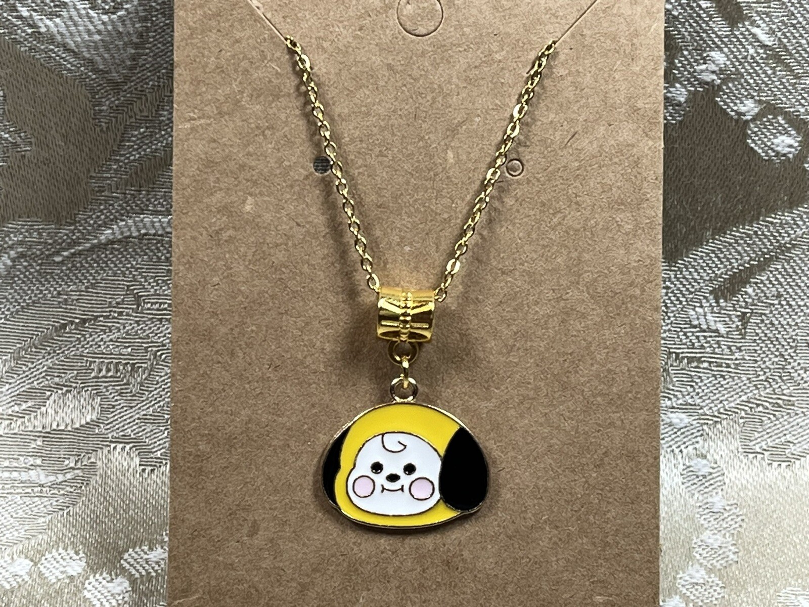 K POP Anime Cartoon Emojis Character Gold Pendant Necklace 18”