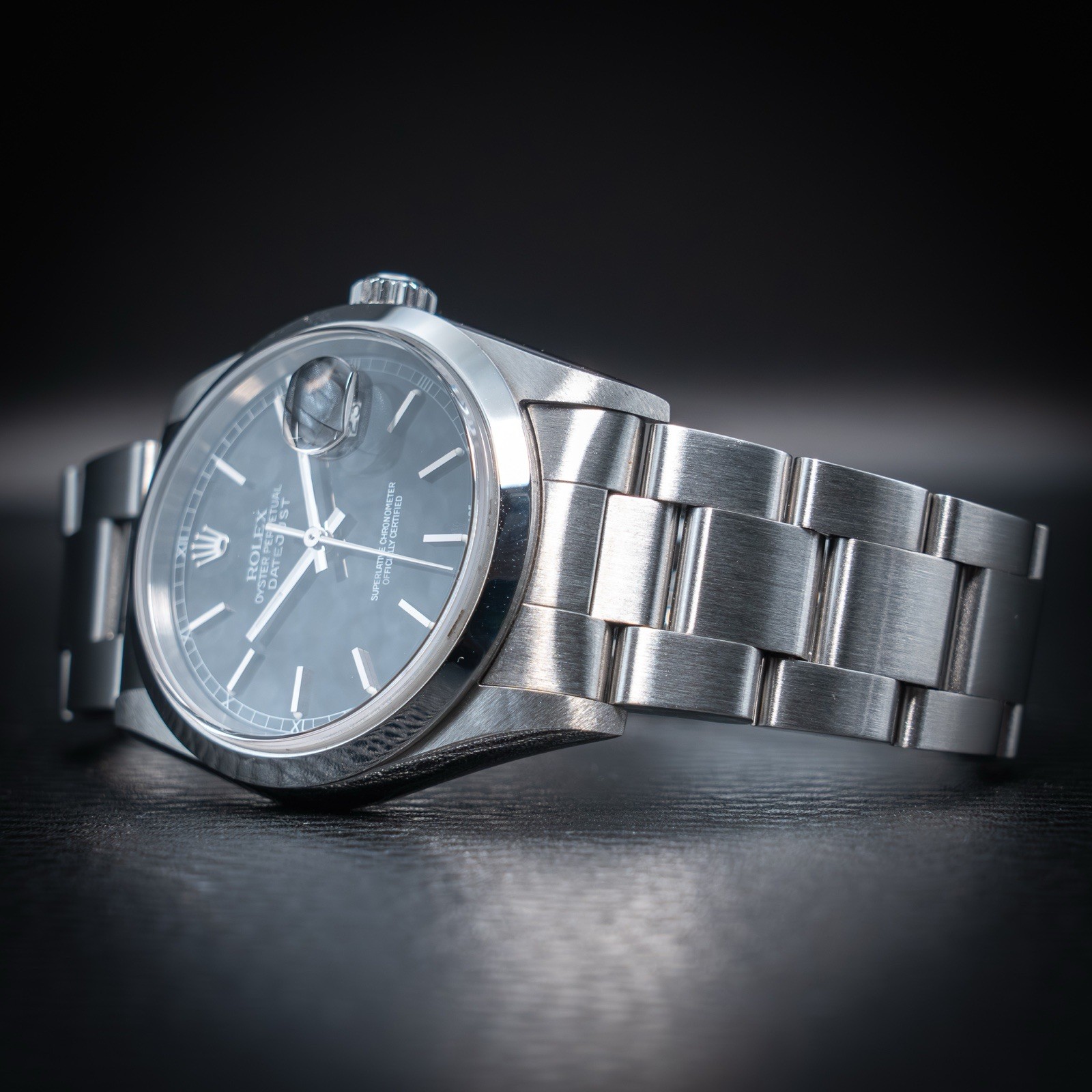 Rolex Date Just ref. 16200 Steel Quadr. Black Box and Warranty