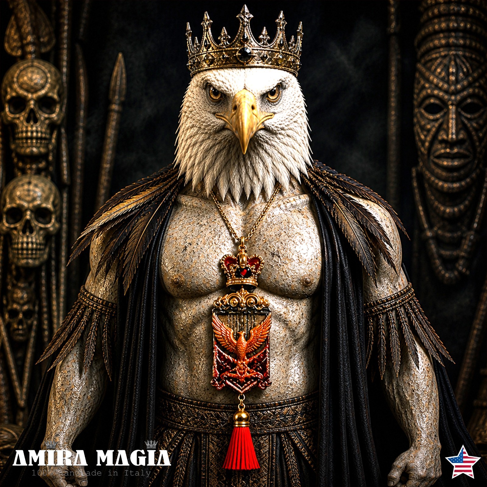 Royal Crown Eagle Pendant Bird Spirit Companion Talisman Necklace Magic Jewelry