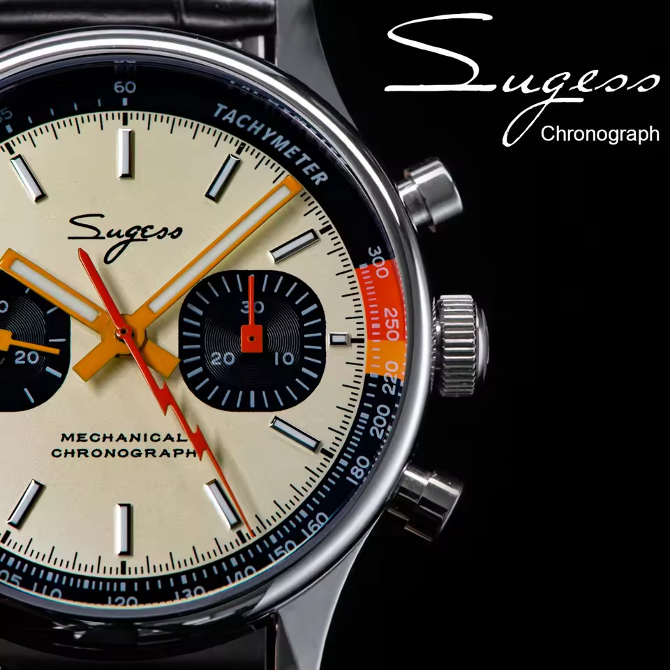 Sugess Men’s 40mm Chronograph Wristwatch 1963 Pilot V2 Watch ST1901 Swan Neck