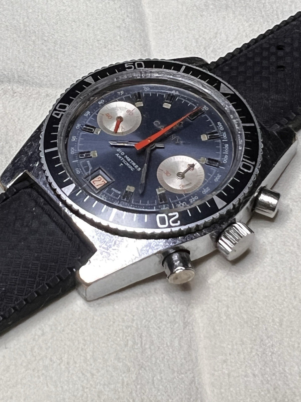 Vintage Swiss Jumbo Cauny Prima Chronograph Diver – Valjoux 7734 – Rare Model