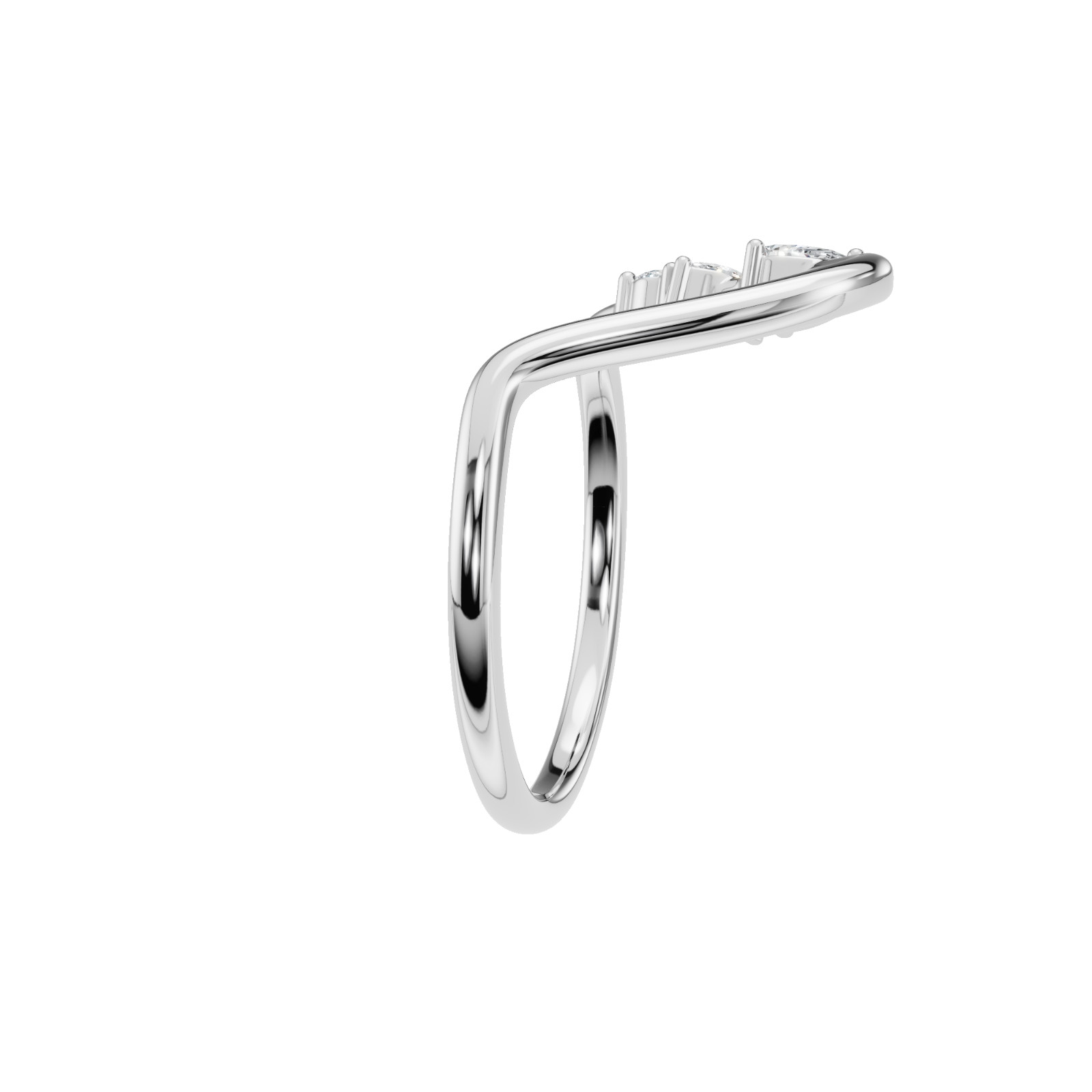 Minimalist Multi Shape Lab Grown Diamond Bypass Open Wrap Statement Fashion Ring