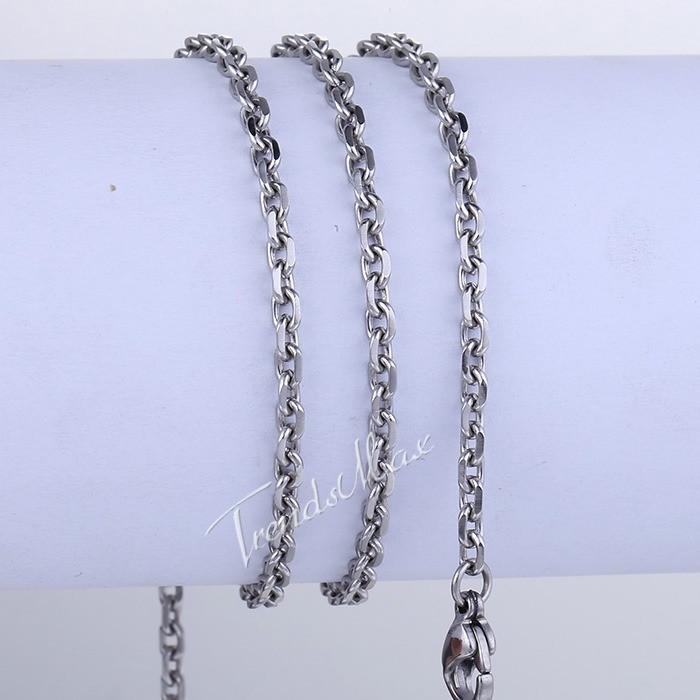 USA Stock 4mm Cable Rolo Link Stainless Steel Mens Boys Chain Necklace 20-28″
