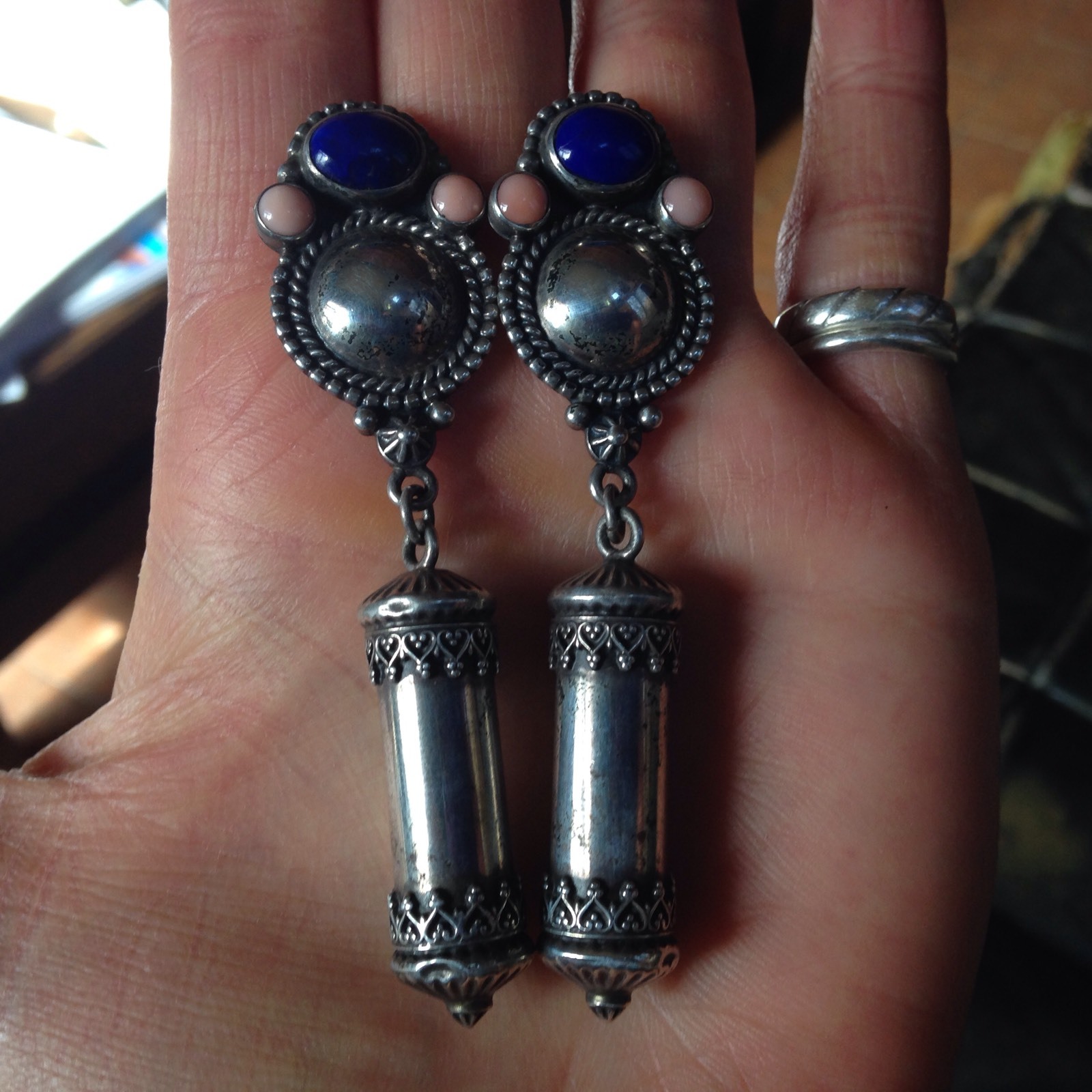 Sterling Silver Lapis Lazuli Angel Skin Coral Rêve Earrings