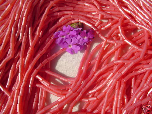 Dusty Rose Pearl #2 Czech Glass Bugle Beads Craft Jewelry Beads/ Hanks