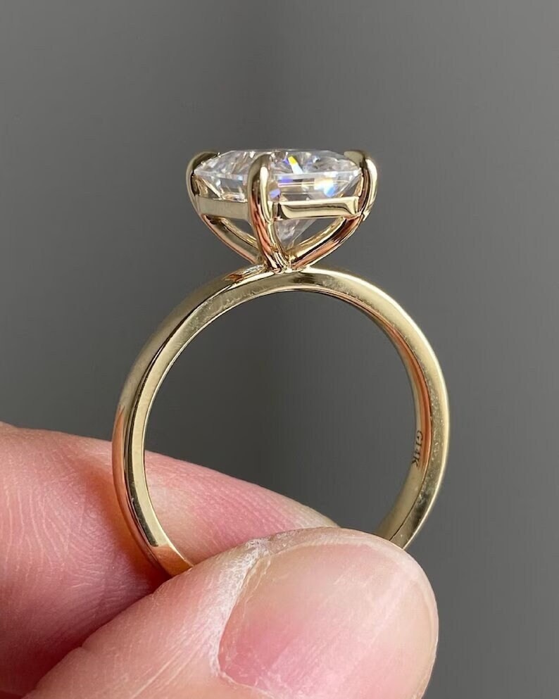 IGI 3Ct Radiant Cut EF/VS1 Lab Grown Diamond Anniversary Ring In 14k Yellow Gold