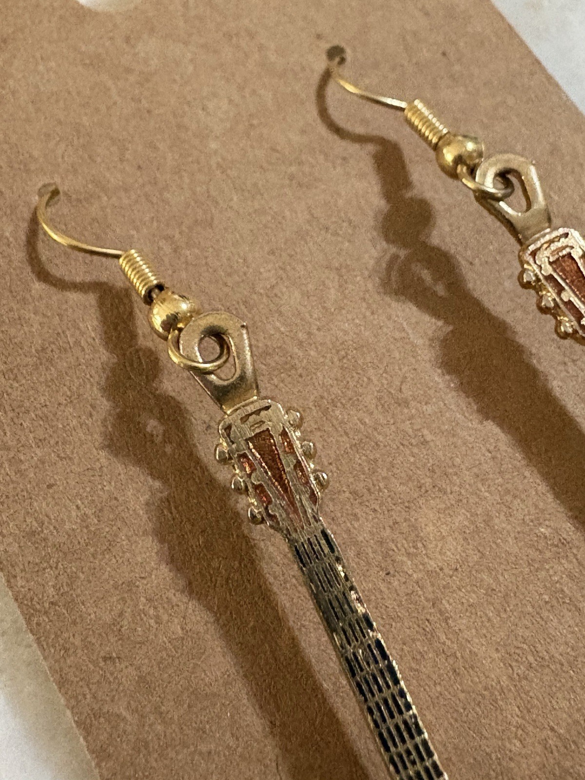 Future Primitive Cloisonne Martin Acoustic Brown Guitar Earrings Wire Dangle USA