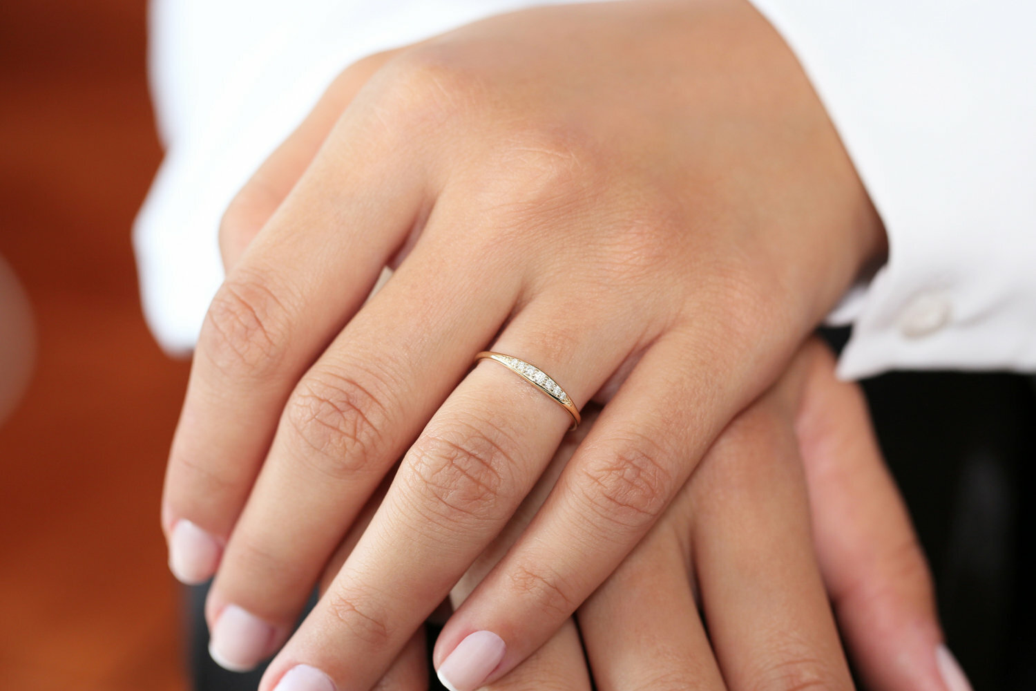Diamant Memory Goldring 7 Brillanten 0,10 Karat in 585er 14 K Weißgold Rosegold