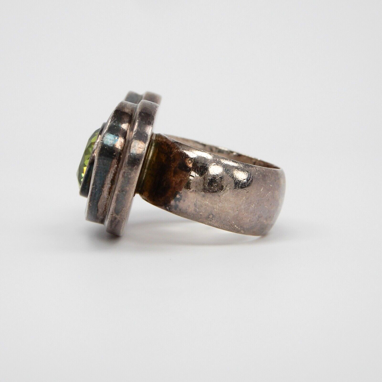 Sterling Silver Green Peridot Ring Size 5.5, 33mm x 19mm, 21g Large Door Knocker