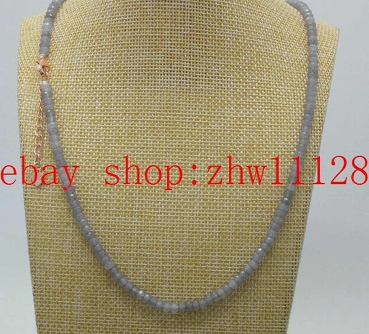 Fine 2x4mm Blue Aquamarine Faceted Roundelle Beads Necklace 18” Silver Clasp AA