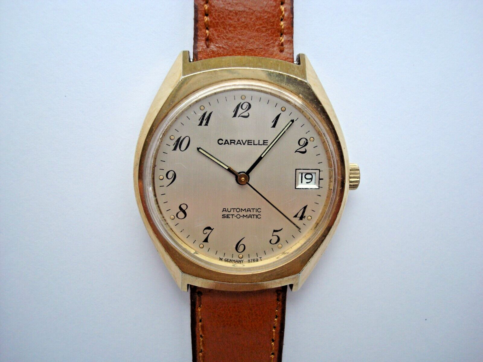 Bulova Caravelle Men’s Automatic Watch Set-O-Matic 17j. Date Quick Set New Band