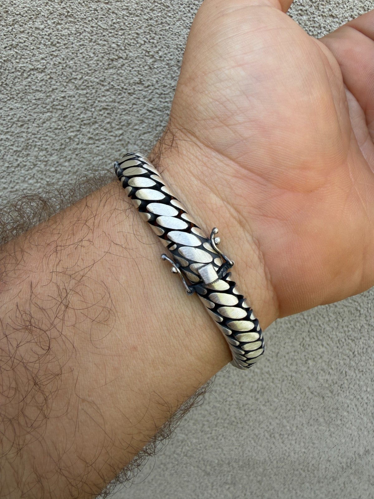 Custom 3 Link Miami Cuban Python Bracelet 12mm Real 925 Silver Oxidized Finish