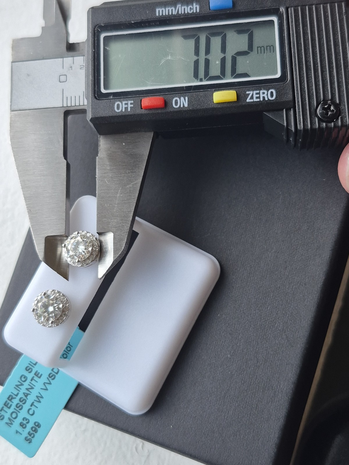Moissanite Halo Studs 7mm Sterling Silver 925 1.83ct