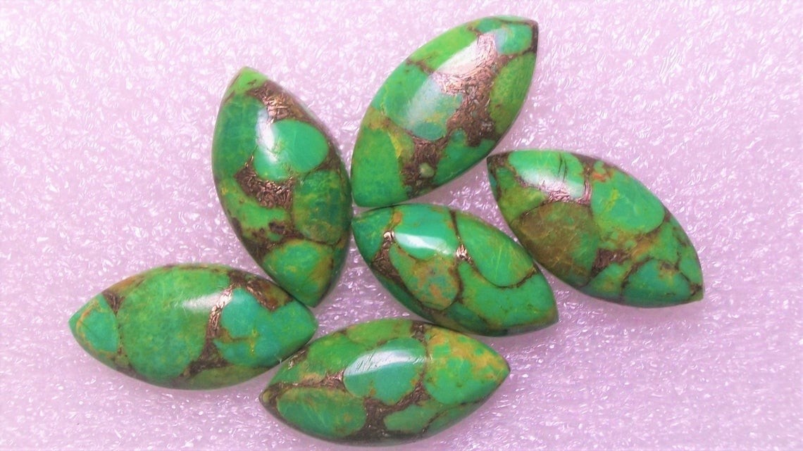 Natural Green Copper Turquoise Marquise Cabochon 5x10mm To 12x24mm Gemstone