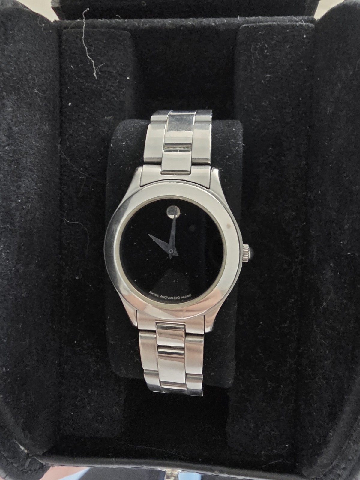 Movado Stainless Steel Sapphire Crystal w/ Black Face Wrist Watch