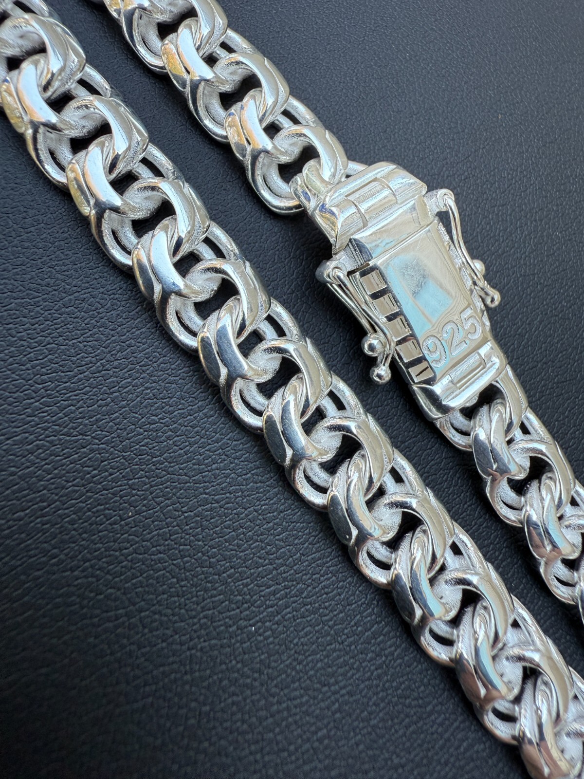 Real 925 Sterling Silver Handmade 9mm Cuban-Byzantine Chainmaille Chain Necklace