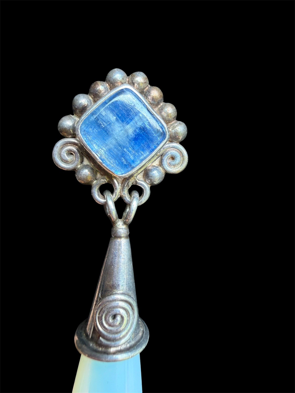 Sajen Sterling Silver Opalite & kyanite Drop Earrings 2 1/4 inches long