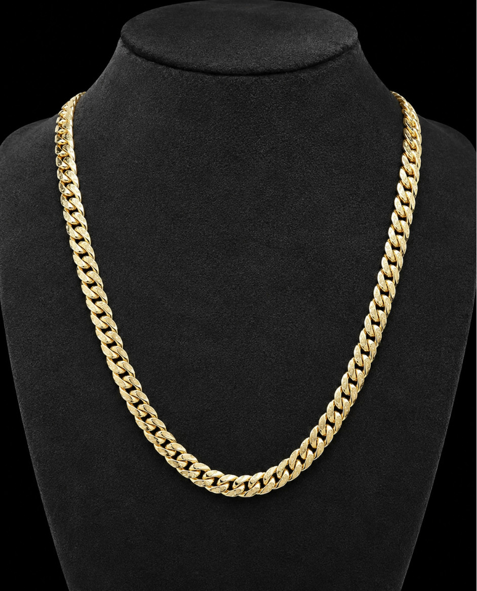 Real 10k Yellow Gold 8mm Royal Miami Cuban Chain Necklace Box Lock 22″ Inc Long