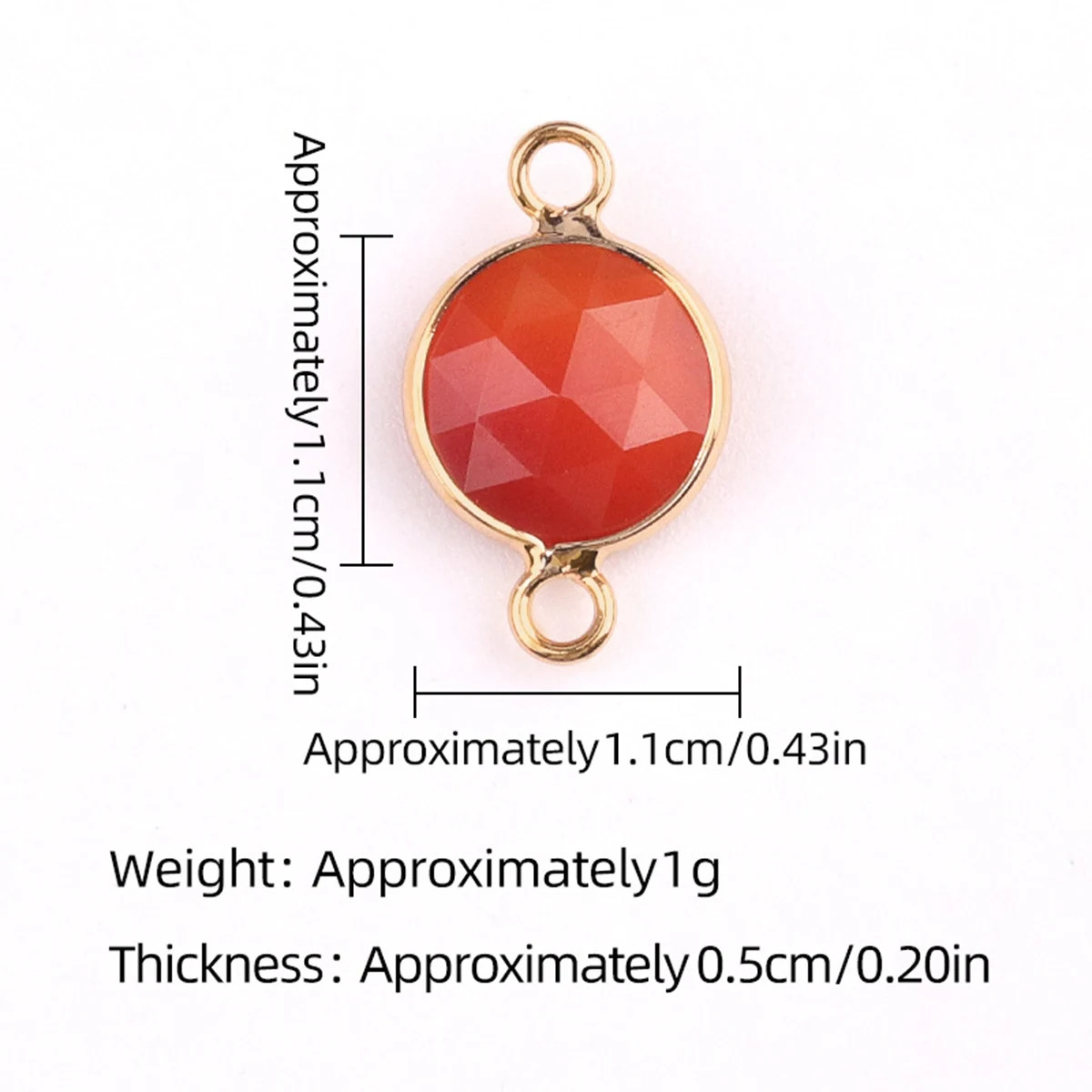 12PC Wholesale 11mm Round Natural Gemstone Connector Gold Charms for DIY Jewelry