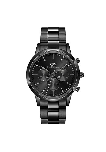 DANIEL WELLINGTON Iconic Quartz Analog Unisex Adults Black-Dial Black-Ban[WMRBN]
