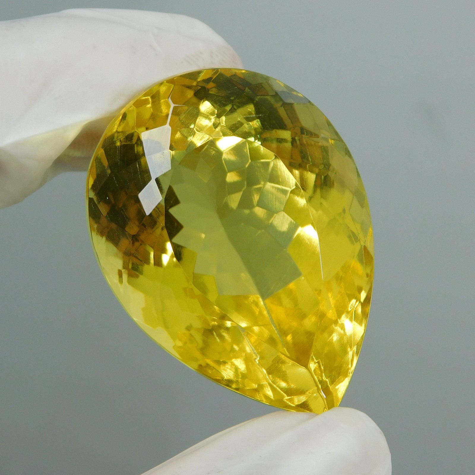 Certified 172.00 Cts Natural Lemon Yellow Topaz Pear Cut Stunning Loose Gemstone