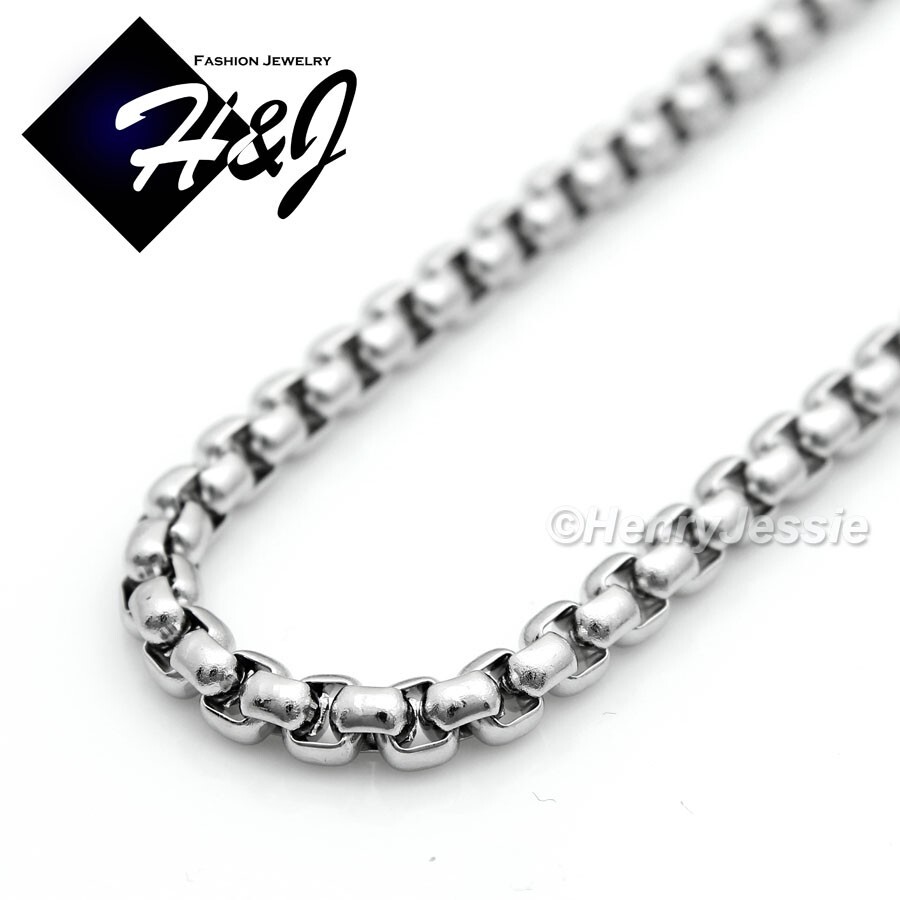 24″MEN 316L Stainless Steel 5mm Silver Box Link Chain ICY CZ Cross Pendant*IP138